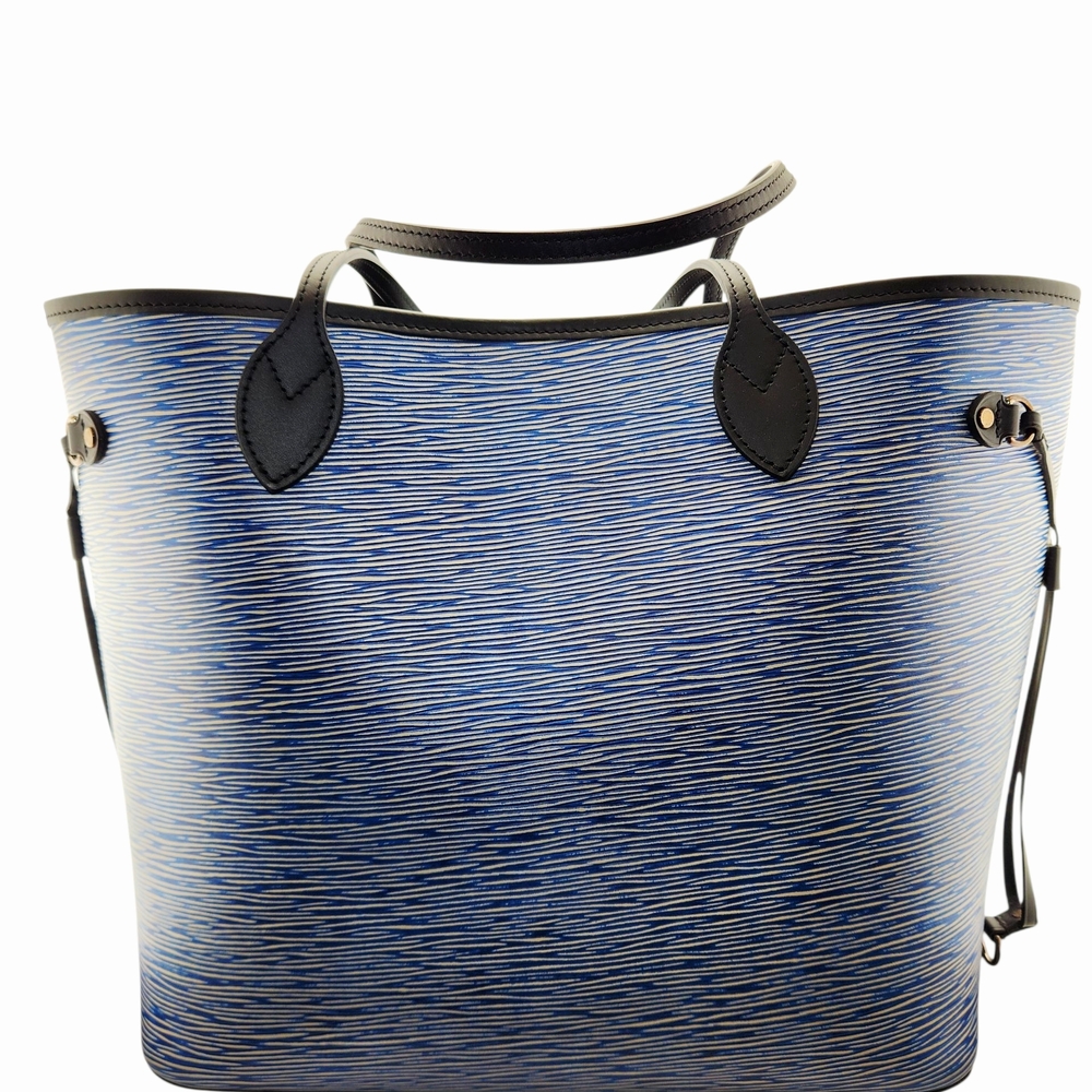 Louis Vuitton Striped Blue and Black Tote with Pouch - Picture 3 of 6